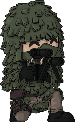 Concept of Ghillie Suit Sniper