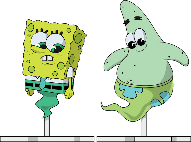 Concept of Spooky SpongeBob and Patrick