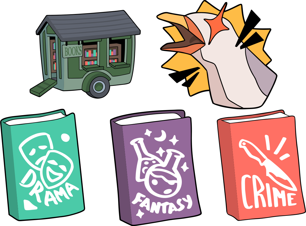 Tiny Bookshop Pin Set