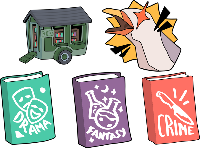 Tiny Bookshop Pin Set