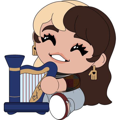 Emily Hopkins & Harp Plush (9in) Concept Illustration