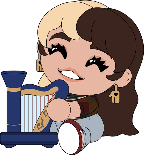 Emily Hopkins & Harp Plush (9in) Concept Illustration