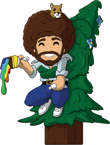 Concept of Bob Ross Hand over the Hero