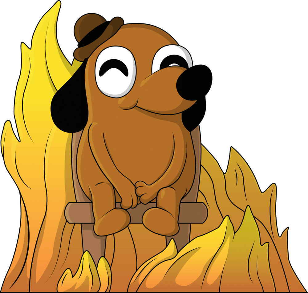This is Fine' Vinyl Figure Based on the Meme of a Dog Who's OK With His  World Burning Down Around Him