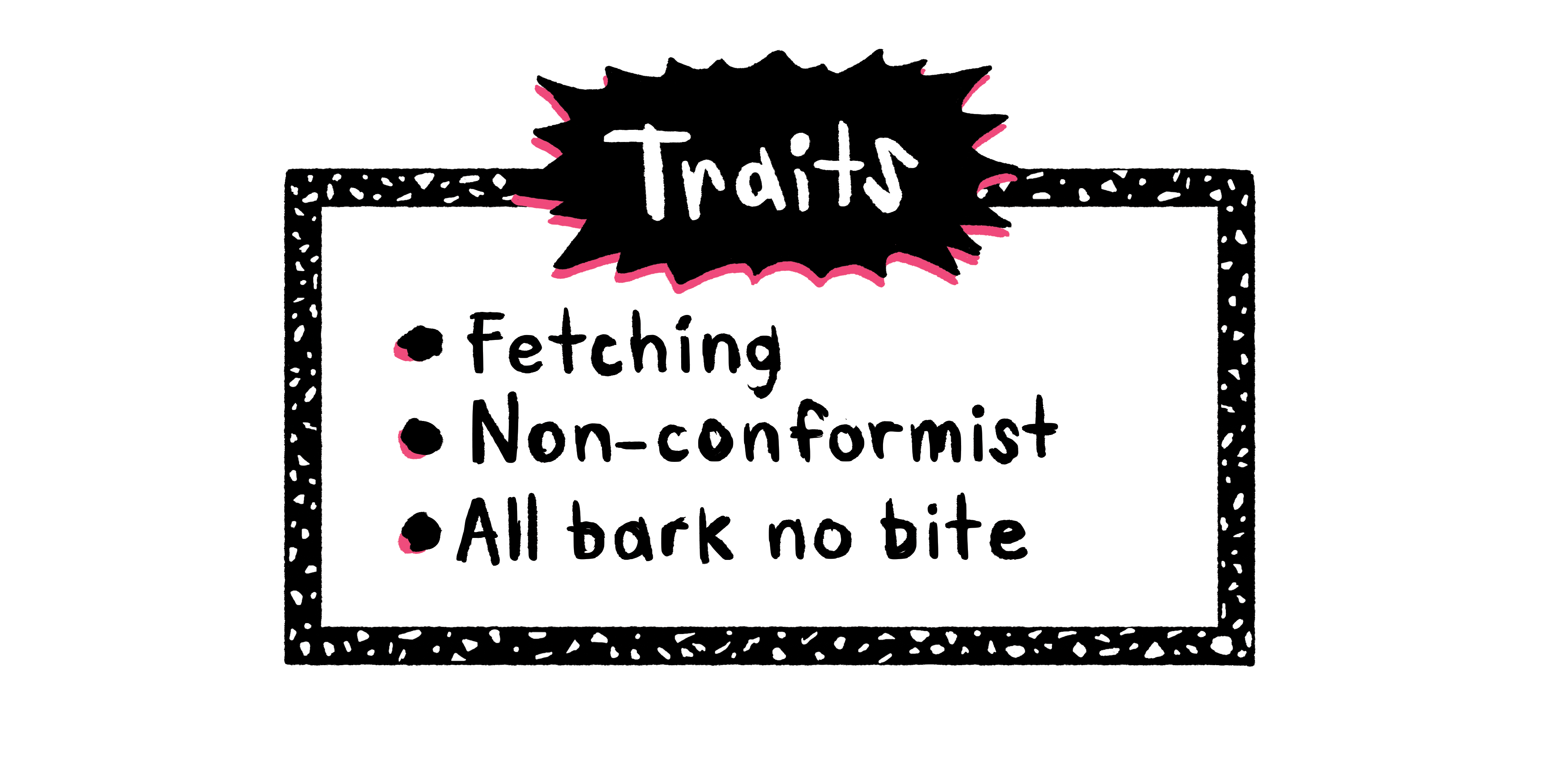 Traits: Fetching, Non-conformist, All bark no bite